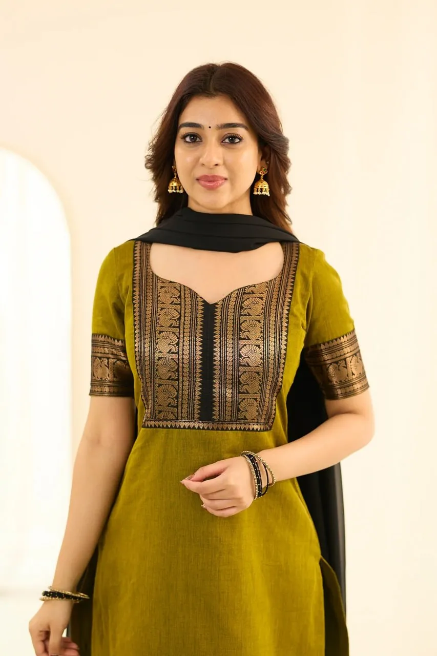 LFK 7032 Kanchi Cotton Kurta Dupatta Set Wholesale Supplier