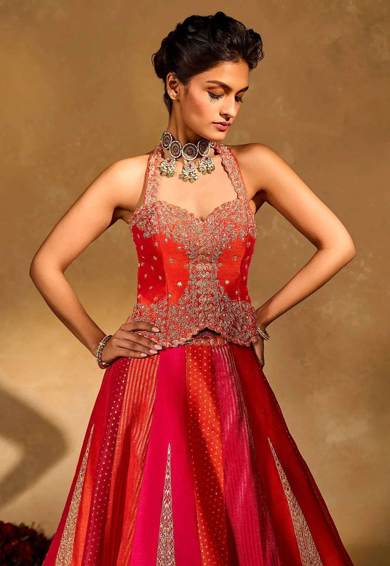 BDB 85 Chinon Silk and Embroidery Sequins Work Indo Western Wholesale