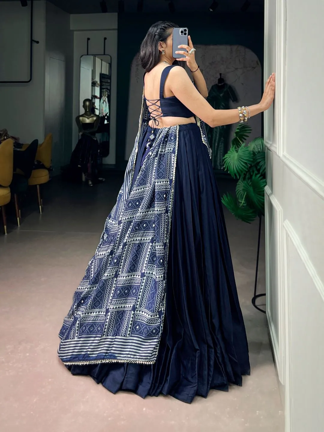 WMN 1776 Moonga Silk and Mirror Work Lehenga Chaniya Choli Wholesale