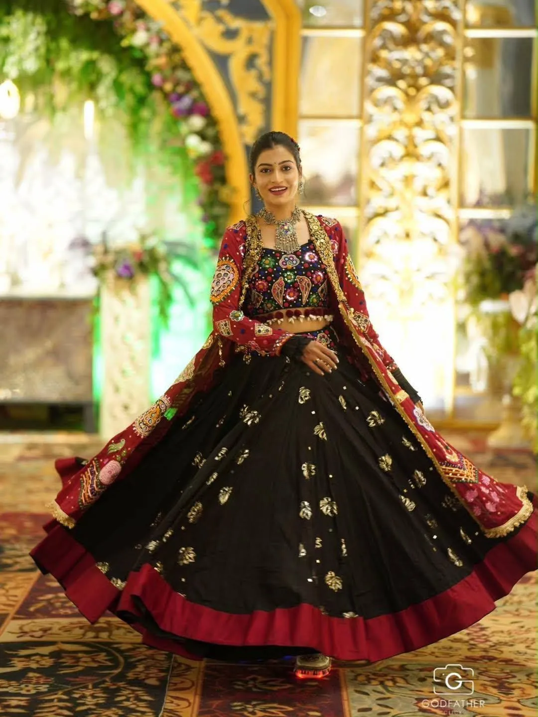 C585 201 Heavy Muslin Cotton with Mirror Work Lehenga Chaniya Choli Wholesale