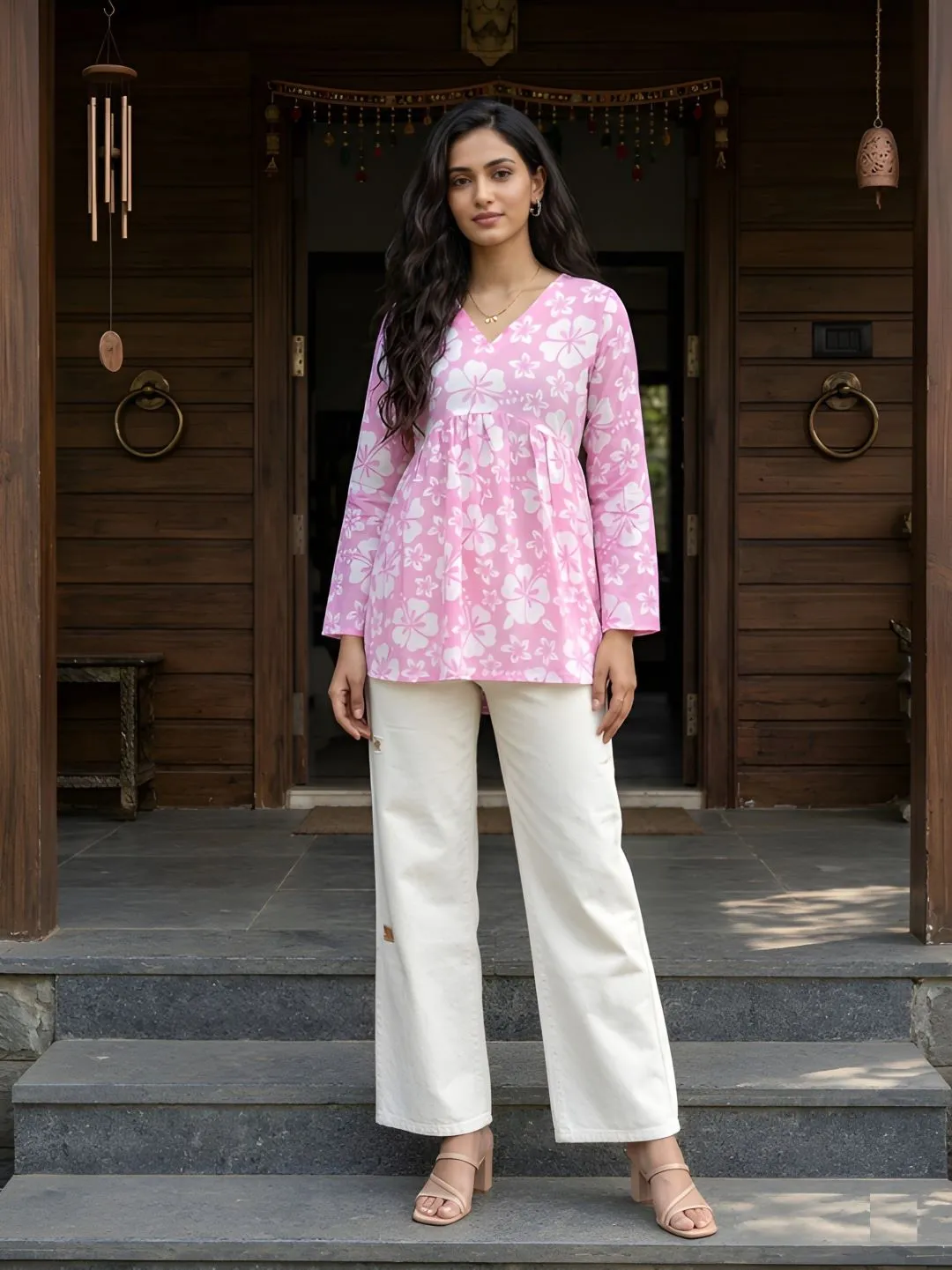 Shiv 1056 Cotton Fancy Flared Short Kurti Wholesale Supplier
