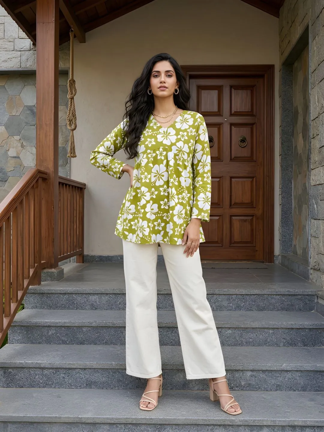 Shiv 1058 Cotton Fancy Flared Short Kurti Wholesale Supplier