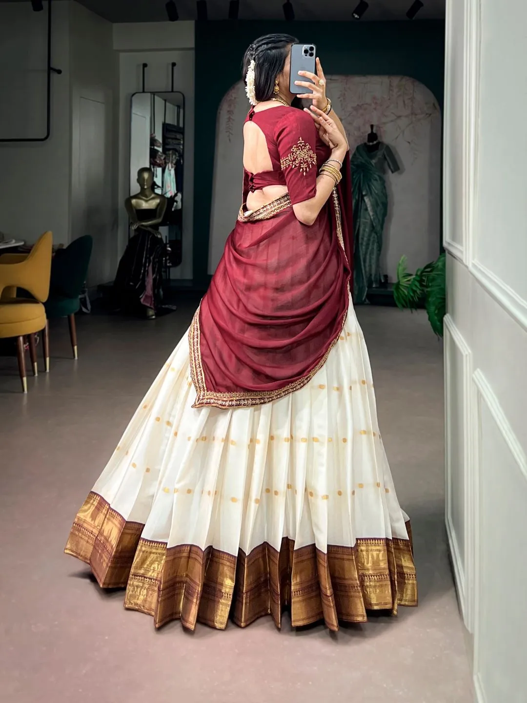 WMN 2042 Silk Cotton with Zari Work South Indian Lehenga Choli Wholesale