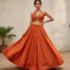 Juhi Pure roman silk with heavy mirror work Lehenga Choli Wholesale
