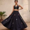 Juhi Pure roman silk with heavy mirror work Lehenga Choli Wholesale