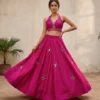 Juhi Pure roman silk with heavy mirror work Lehenga Choli Wholesale