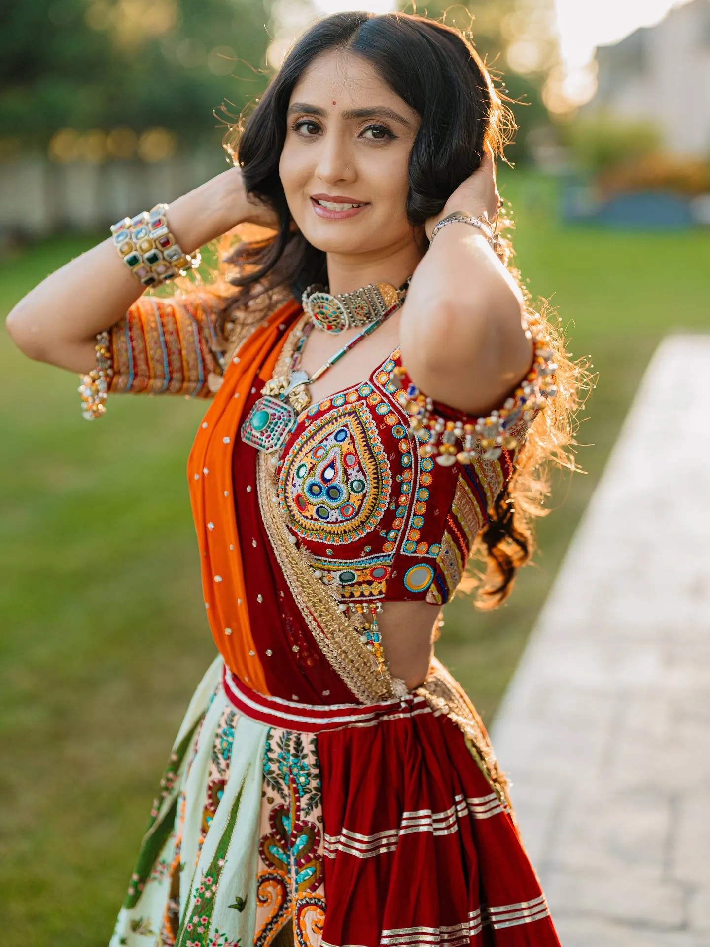 C585 201 Heavy Muslin Cotton With Mirror Work Navratri Lehenga Chaniya Choli Wholesale