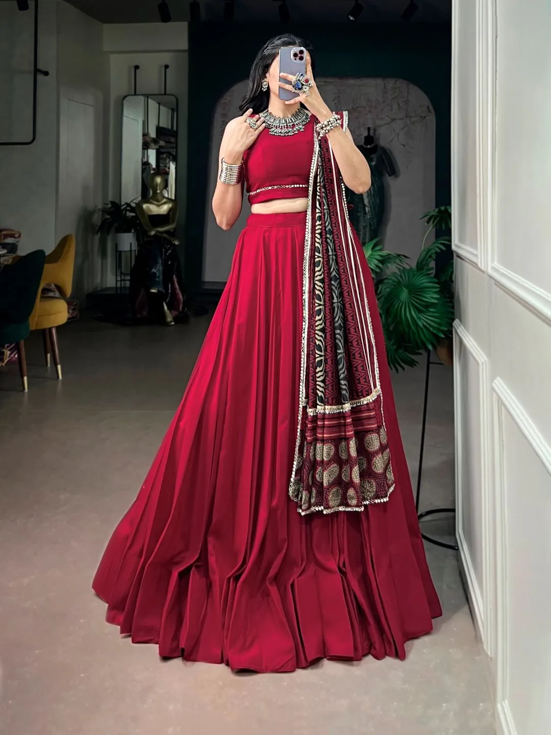 WMN 1738 Rayon With Mirror Work Lehenga Chaniya Choli Wholesale Supplier
