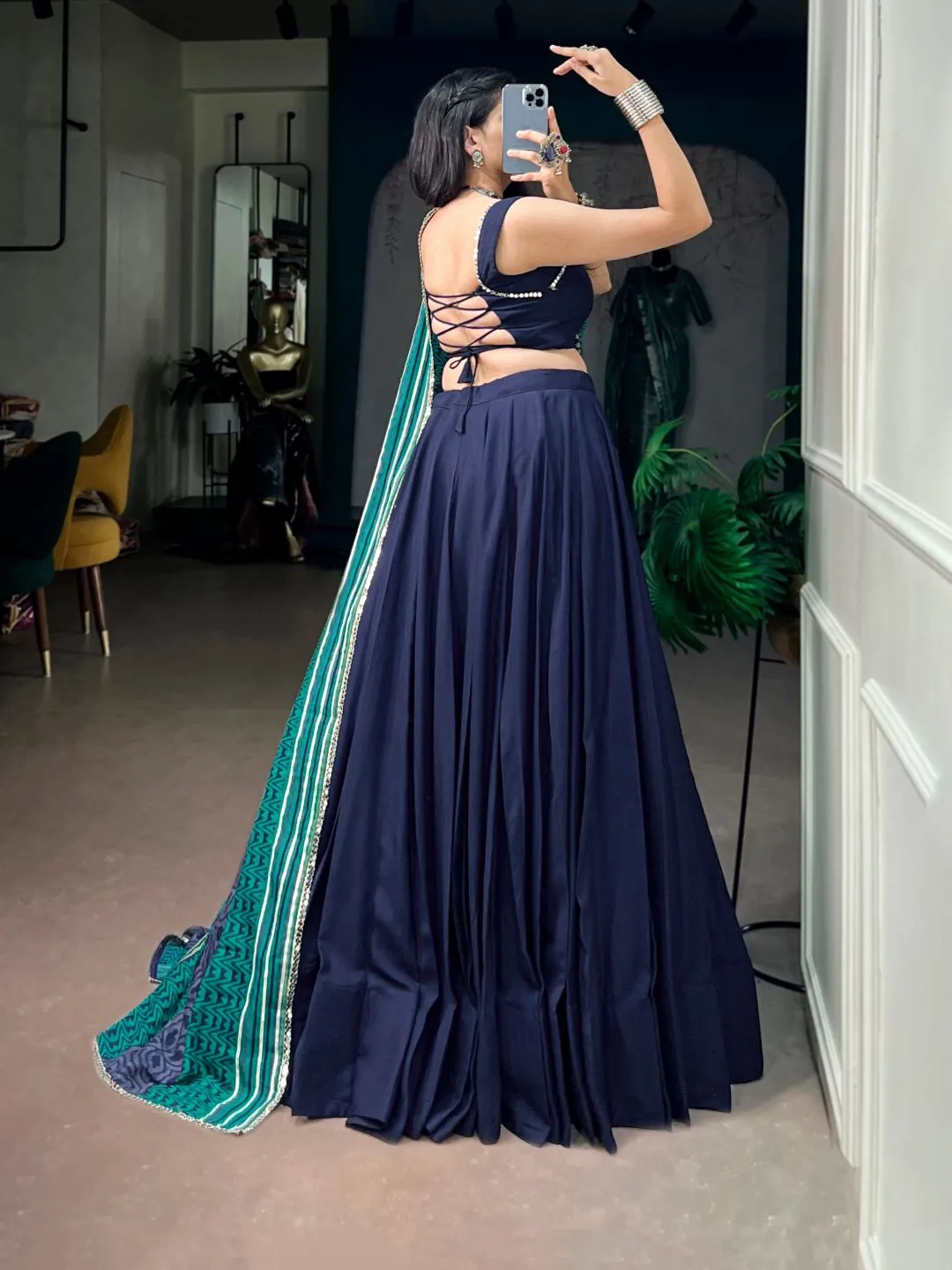 WMN 1738 Rayon With Mirror Work Lehenga Chaniya Choli Wholesale Supplier