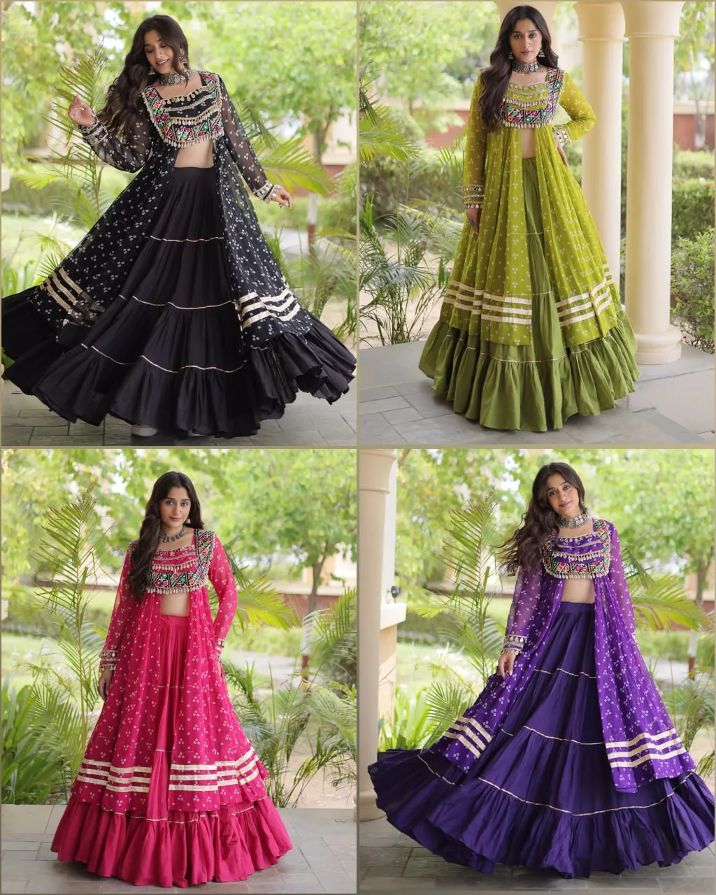 Moni 5081 Kora Cotton Bandhni work with kutchi Work Navratri Lehenga Chaniya Choli Wholesale
