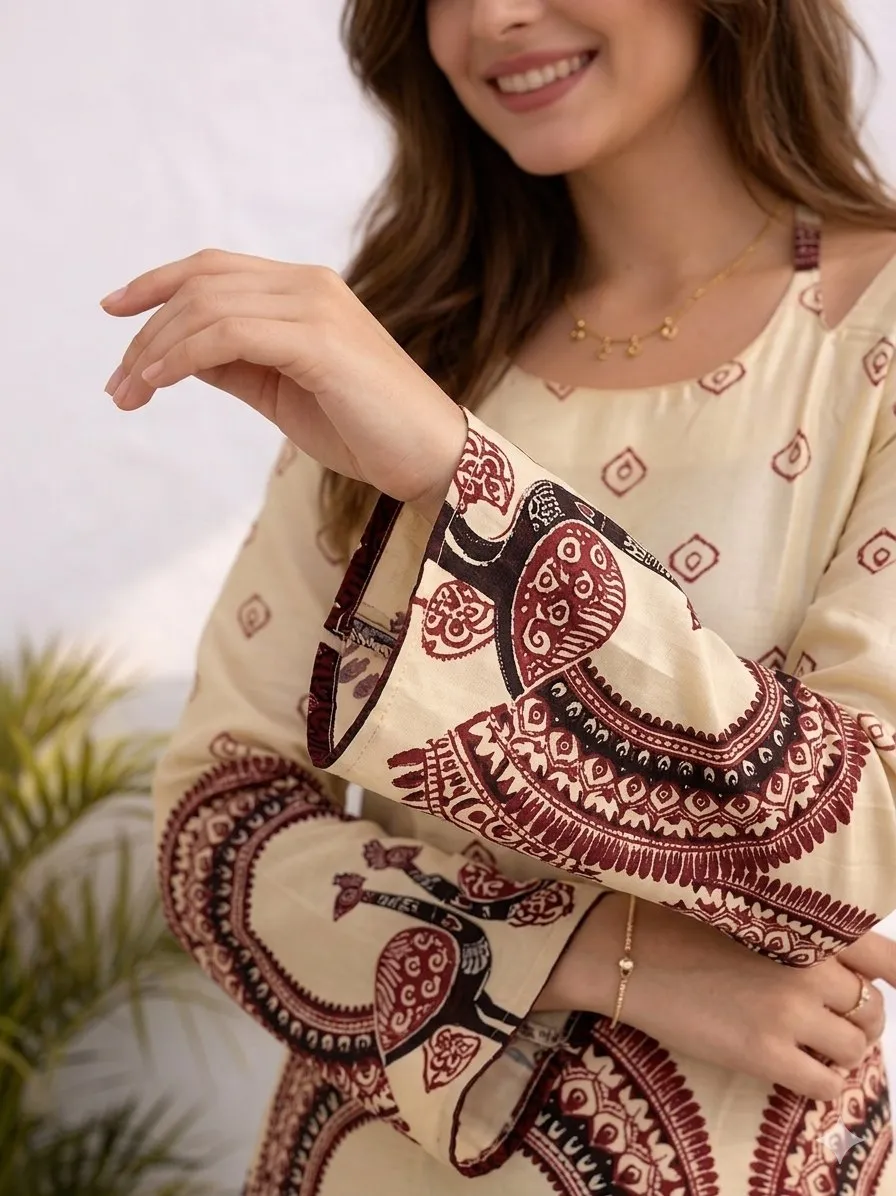 Shiv 1068 Cotton Kalamkari Short Kurti Wholesale Supplier