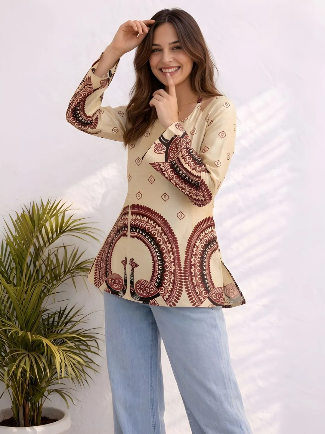 Buy Shiv 1068 Cotton Kalamkari Short Kurti Wholesale Supplier 2026