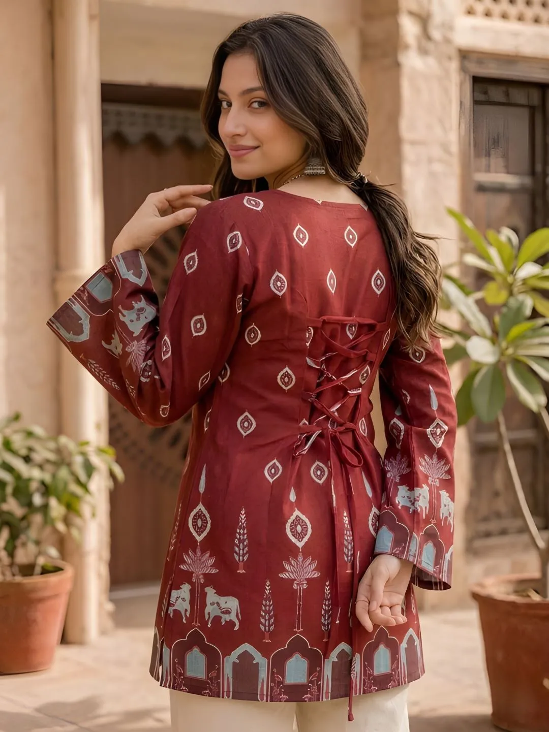 Shiv 1069 Cotton Kalamkari Short Kurti Wholesale Supplier