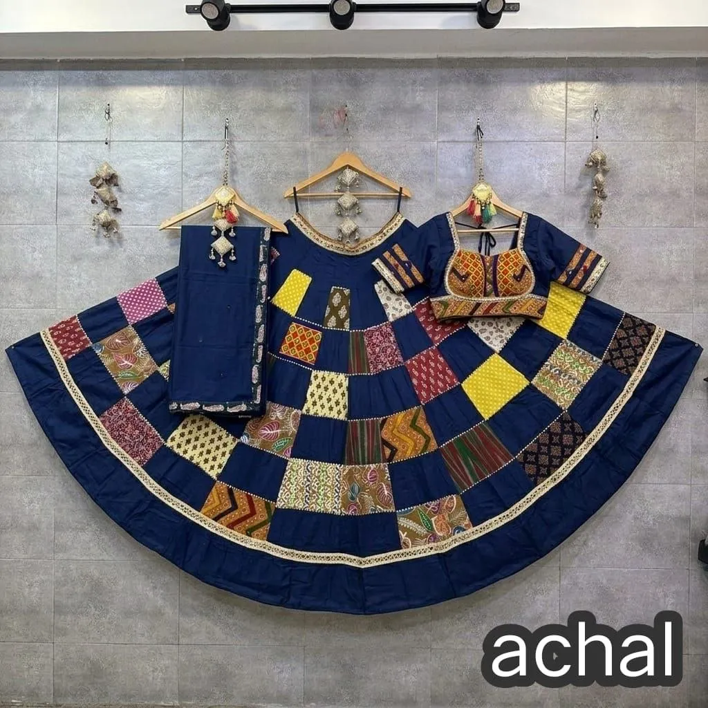 Juhi Pure Camric Ikkat Gamthi With Mirror Work Lehenga Choli Wholesale