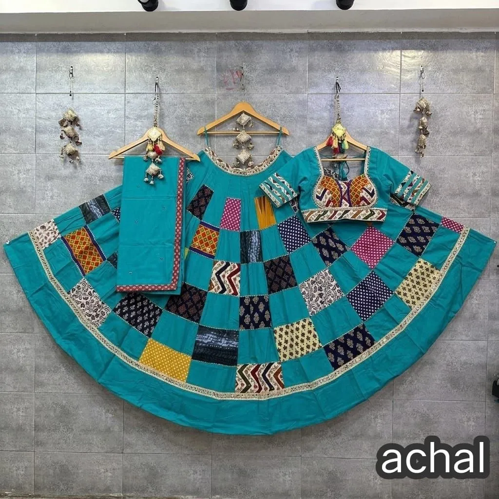 Juhi Pure Camric Ikkat Gamthi With Mirror Work Lehenga Choli Wholesale