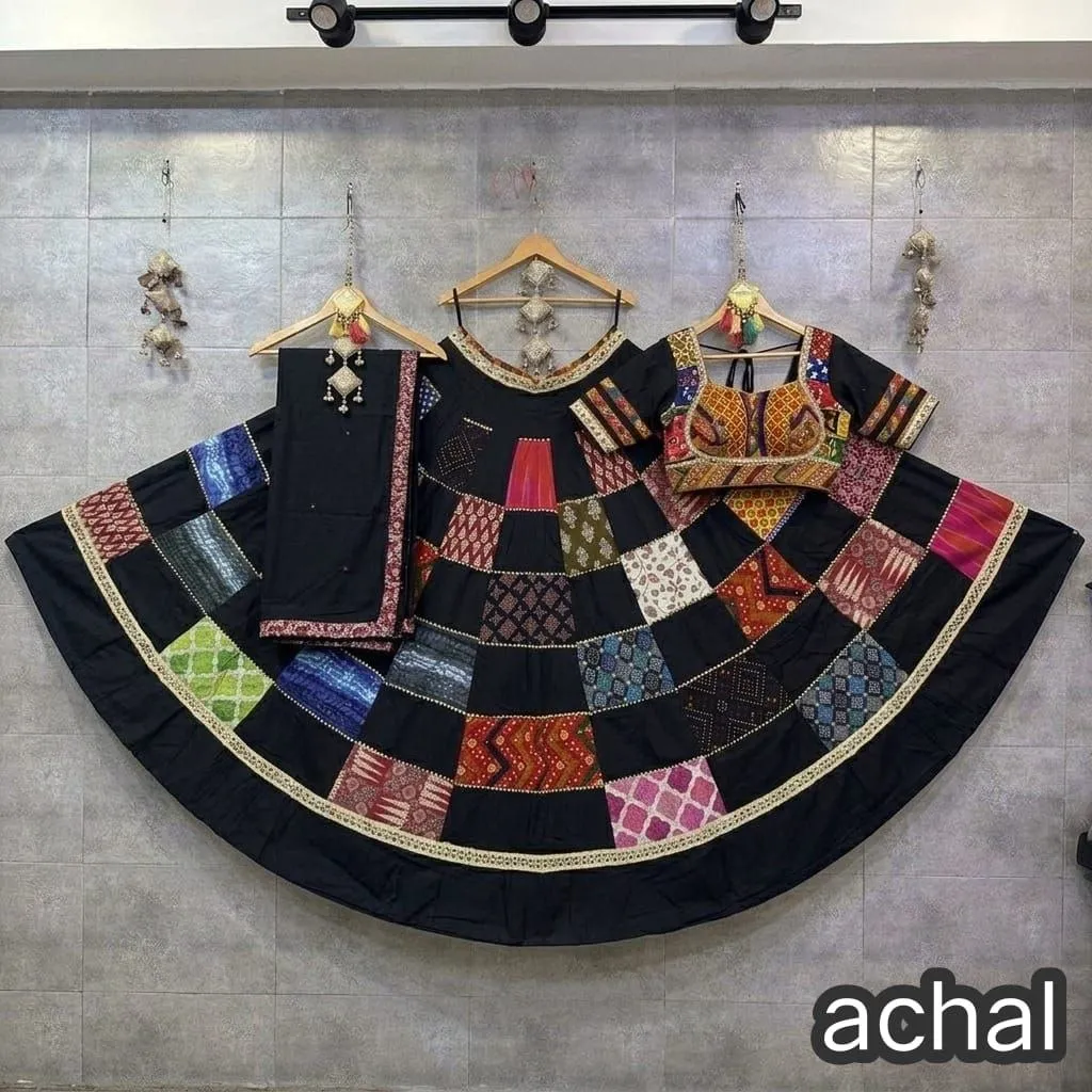 Juhi Pure Camric Ikkat Gamthi With Mirror Work Lehenga Choli Wholesale