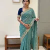 Kusum 899 Georgette silk and zari embroidery work with Cutwork Saree Wholesale Surat