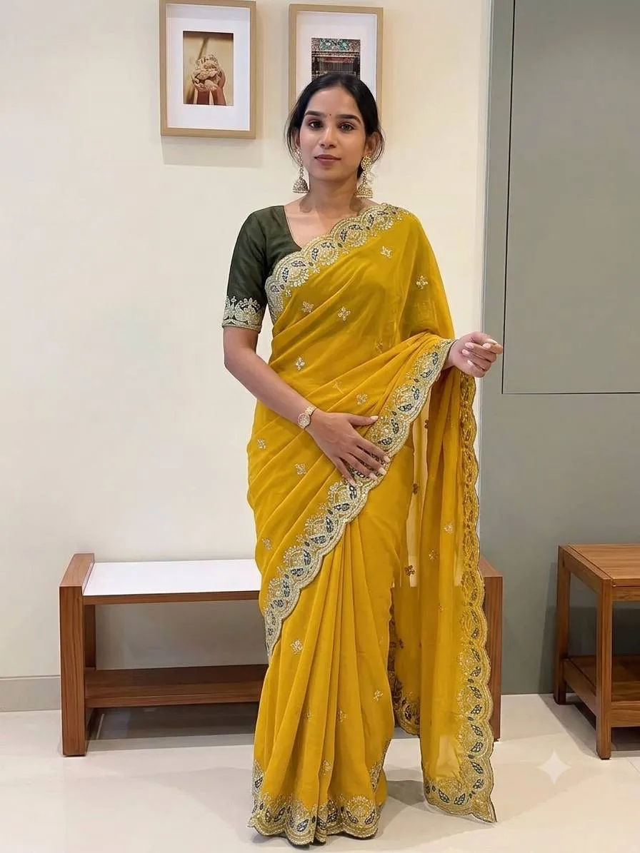 Launching Kusum 899 Georgette silk and zari embroidery work with Cutwork Saree Wholesale Surat 2026