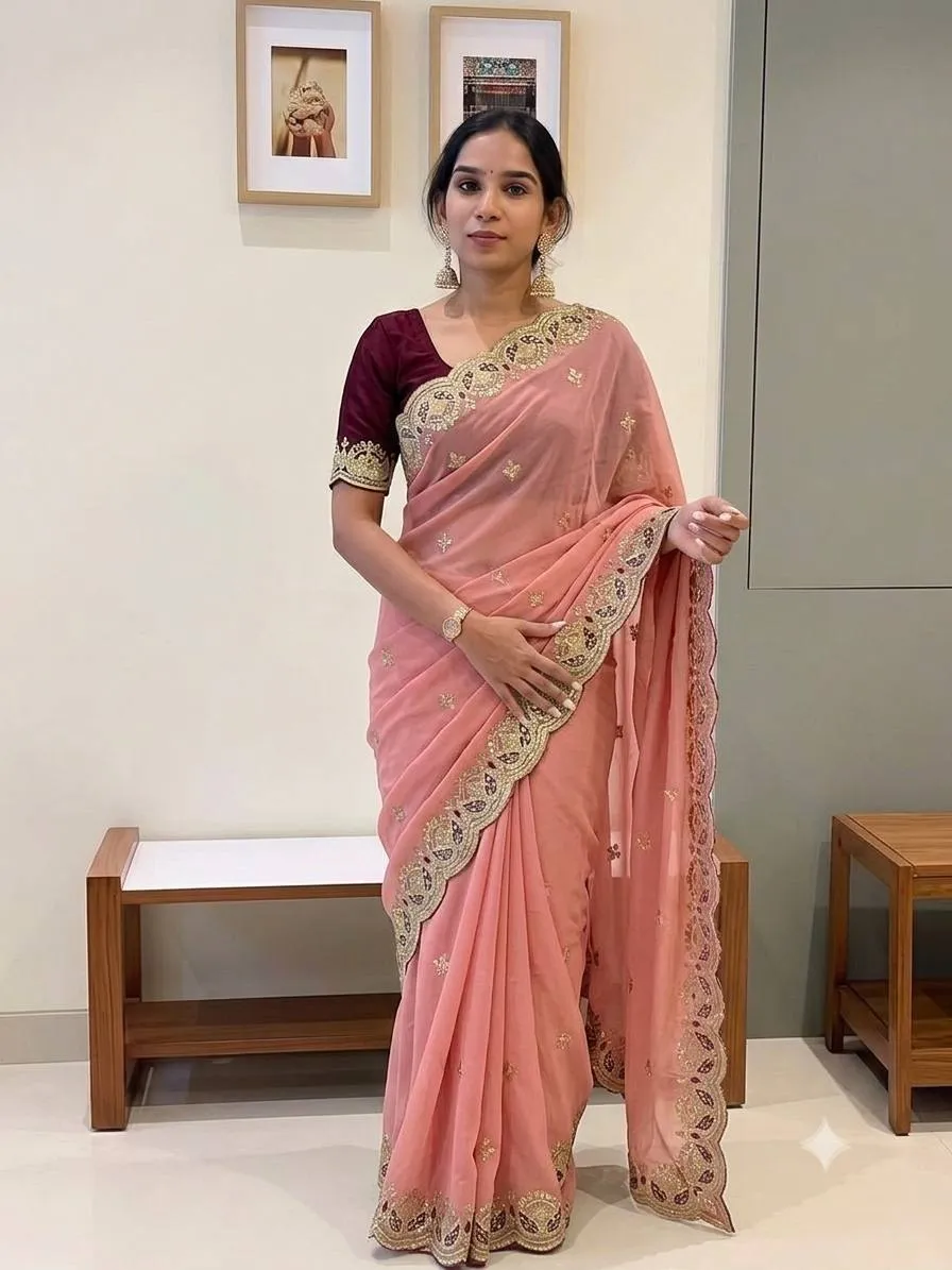Launching Kusum 899 Georgette silk and zari embroidery work with Cutwork Saree Wholesale Surat 2026