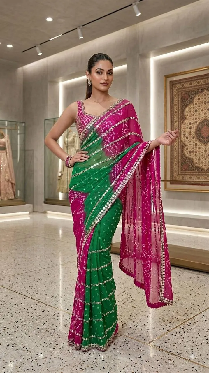 Latest SBD 1867 Georgette With Beads & Real Mirror Work Saree Wholesale 2026