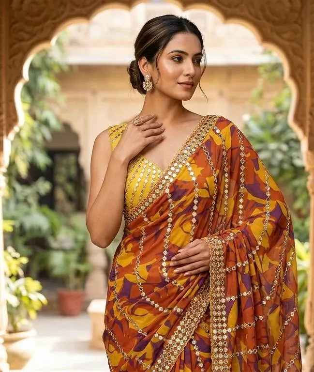 Latest SBD 1867 Georgette With Beads & Real Mirror Work Saree Wholesale 2026