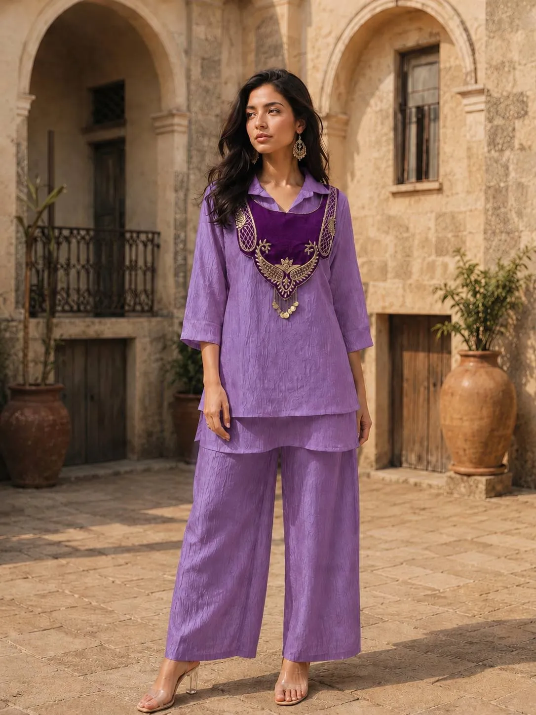 Launching C585 248 crunchy silk Embroidery Work With Handwork Co ord set Wholesale 2026