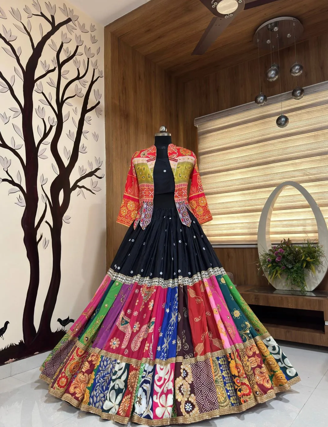 Stylish C585 205 Heavy Muslin Cotton Real Mirror Work Navratri Special Lehenga Choli Wholesale 2026