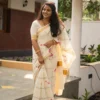 Subh 691 Linen With Gold Jari Border Saree Wholesale Supplier