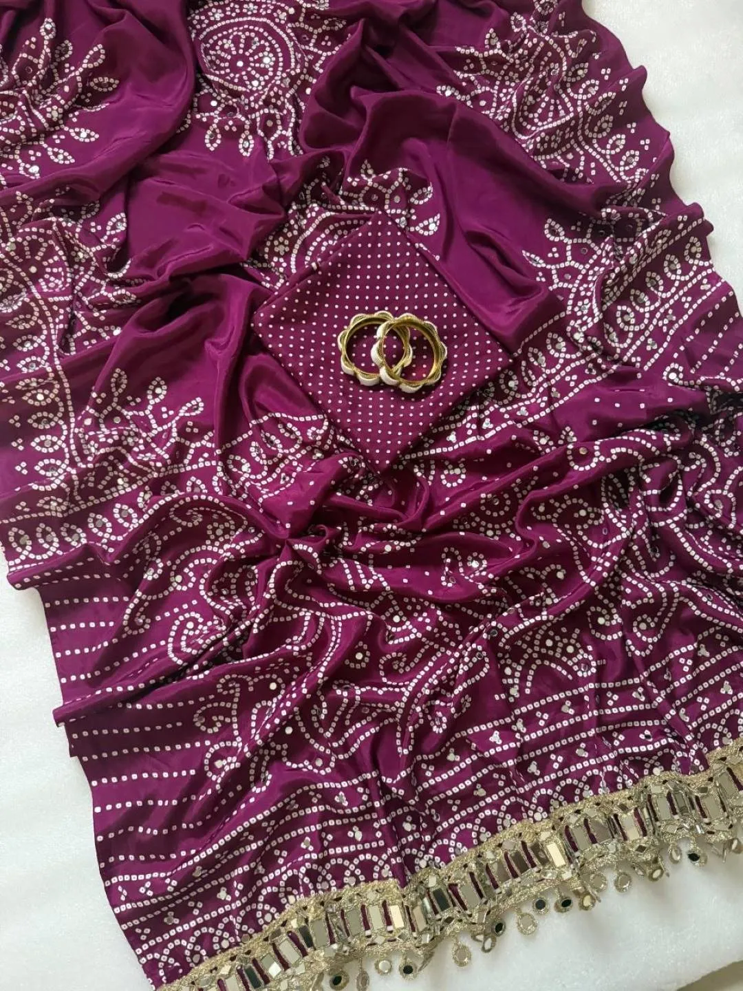 RGS Pure Ajrakh Silk With Mirror Work Saree Wholesale Supplier