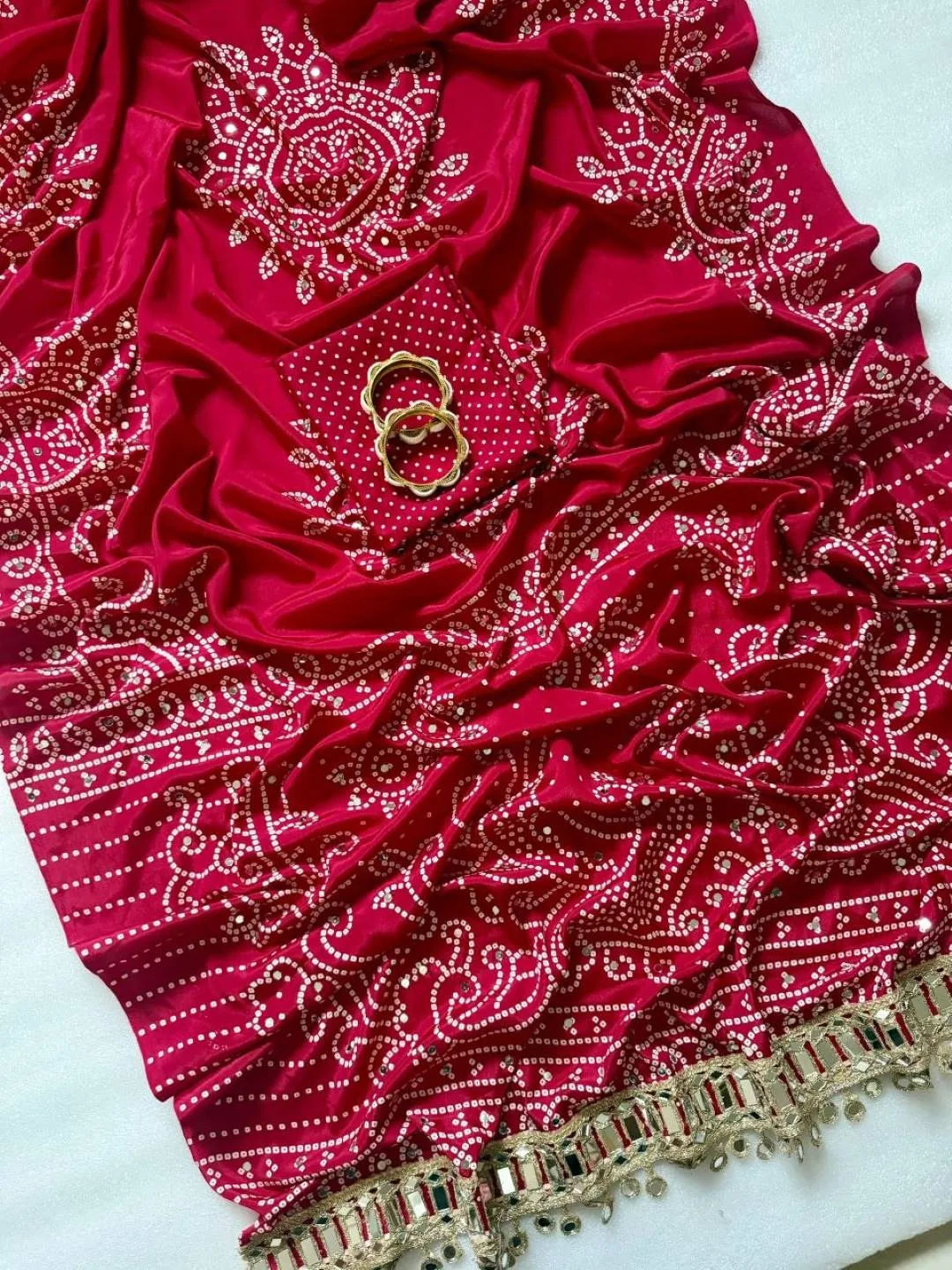 Stylish RGS Pure Ajrakh Silk With Mirror Work Saree Wholesale Supplier 2026