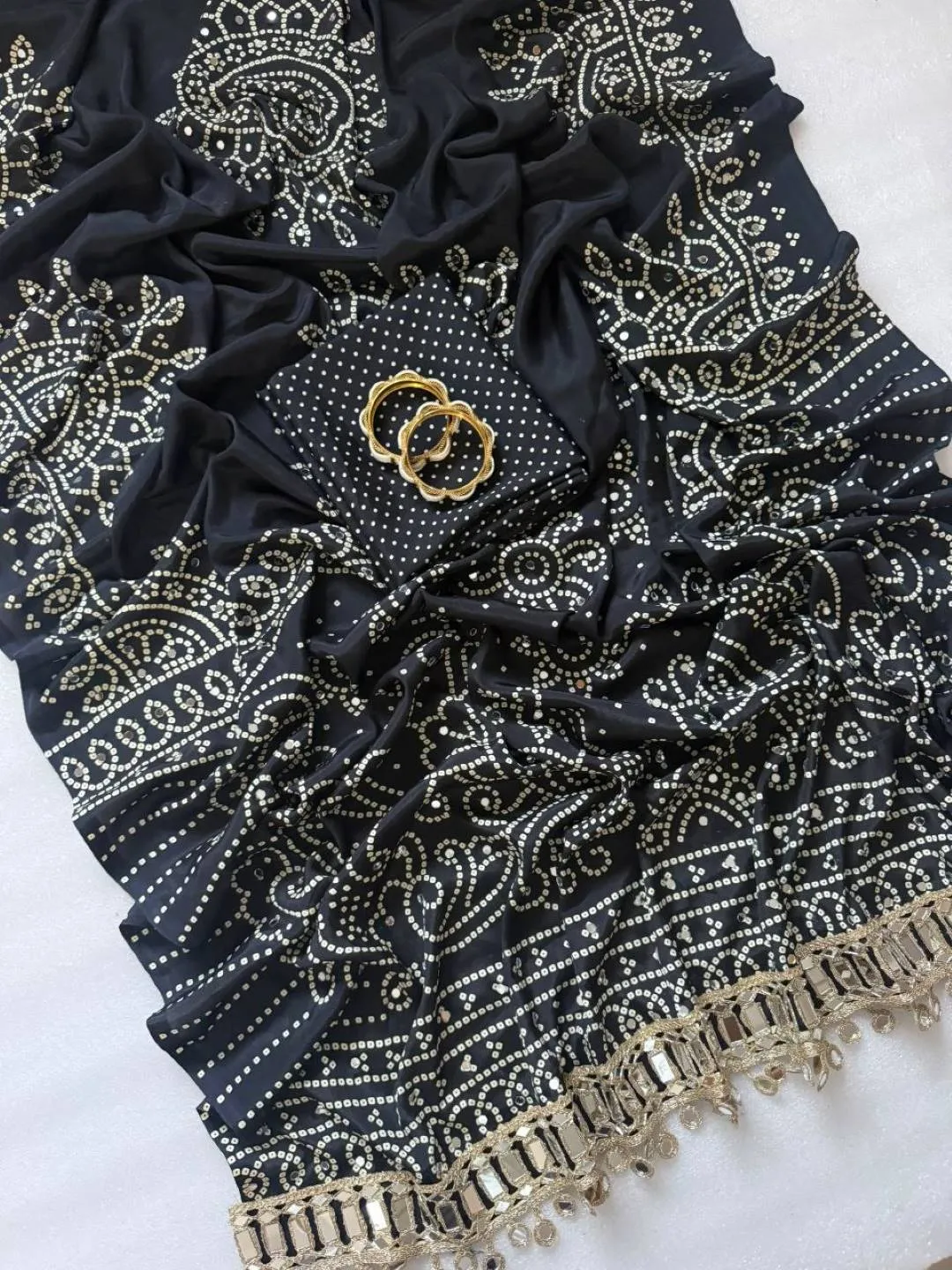 Stylish RGS Pure Ajrakh Silk With Mirror Work Saree Wholesale Supplier 2026