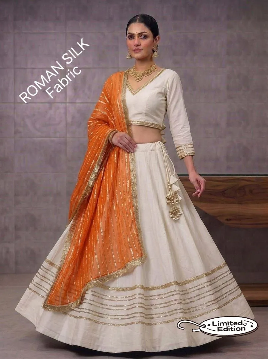 Juhi Roman Silk With heavy gotta Work Lehenga Choli Wholesale Supplier