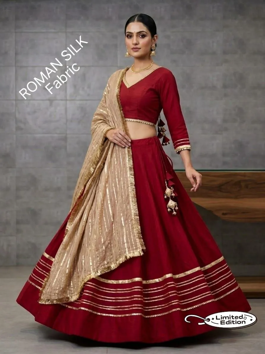 Juhi Roman Silk With heavy gotta Work Lehenga Choli Wholesale Supplier