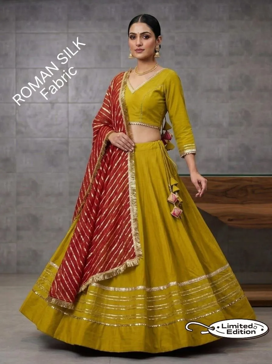 Juhi Roman Silk With heavy gotta Work Lehenga Choli Wholesale Supplier