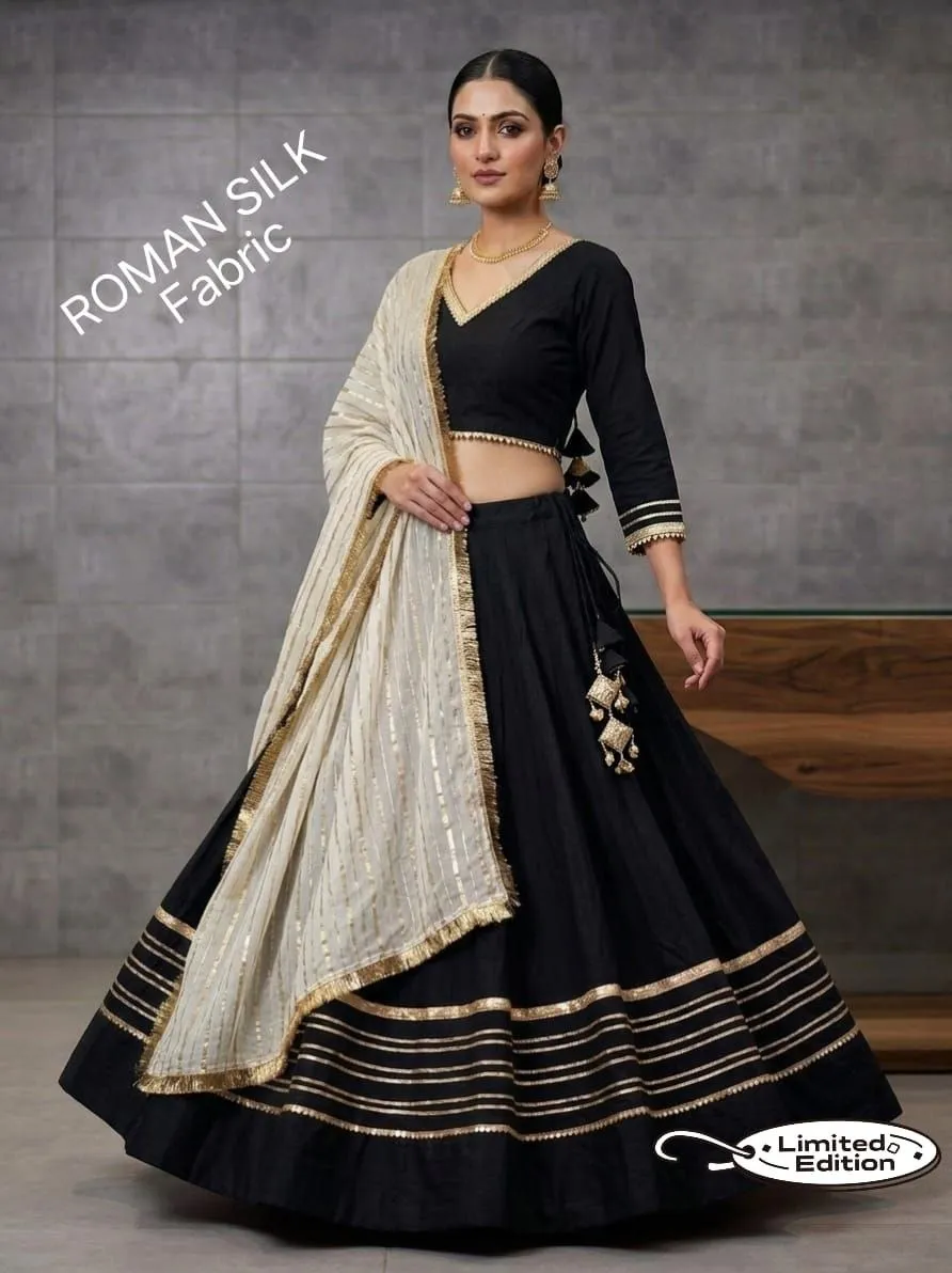 Juhi Roman Silk With heavy gotta Work Lehenga Choli Wholesale Supplier