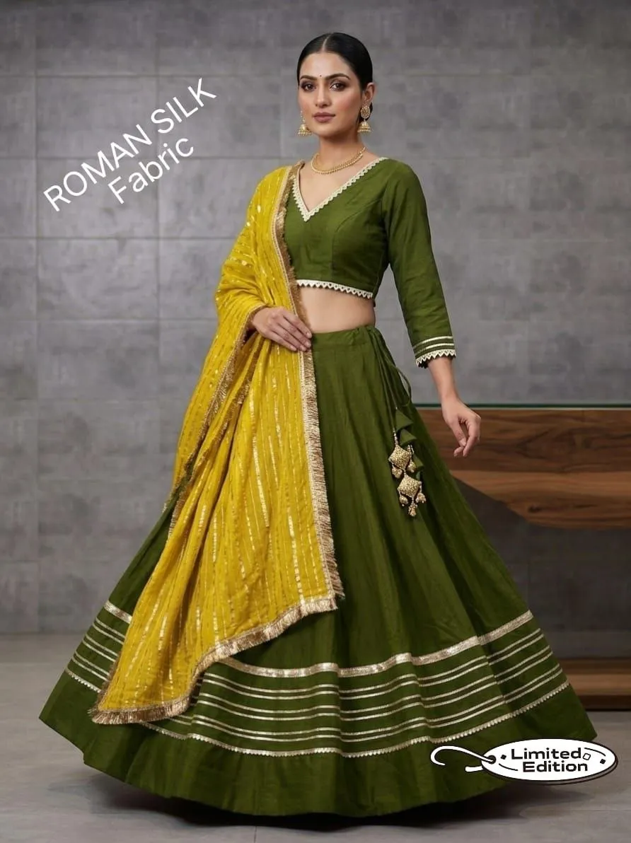 Juhi Roman Silk With heavy gotta Work Lehenga Choli Wholesale Supplier
