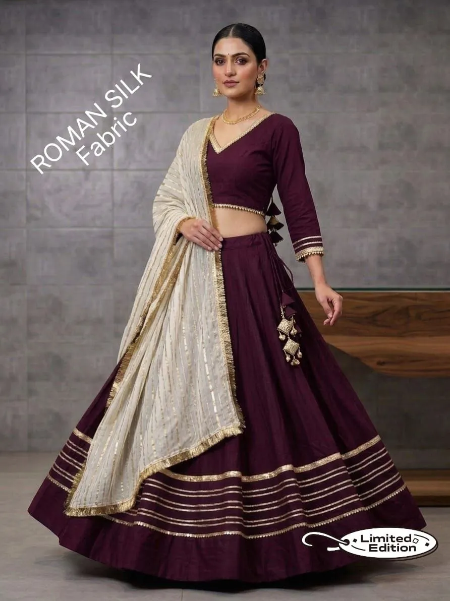 Juhi Roman Silk With heavy gotta Work Lehenga Choli Wholesale Supplier