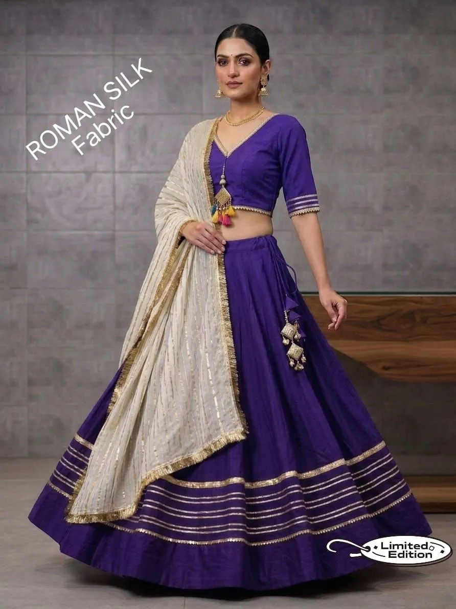 Juhi Roman Silk With heavy gotta Work Lehenga Choli Wholesale Supplier