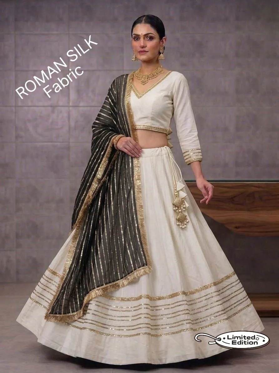 Juhi Roman Silk With heavy gotta Work Lehenga Choli Wholesale Supplier