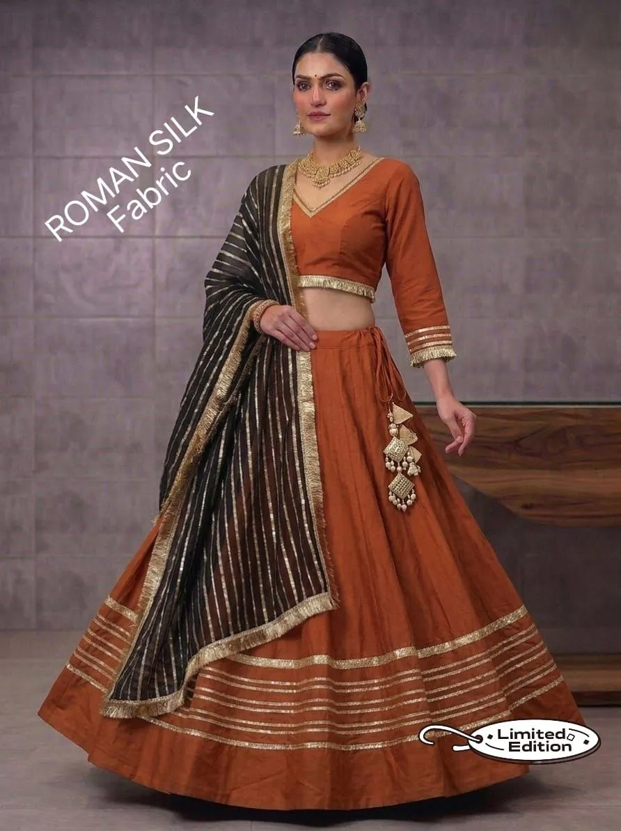 Juhi Roman Silk With heavy gotta Work Lehenga Choli Wholesale Supplier
