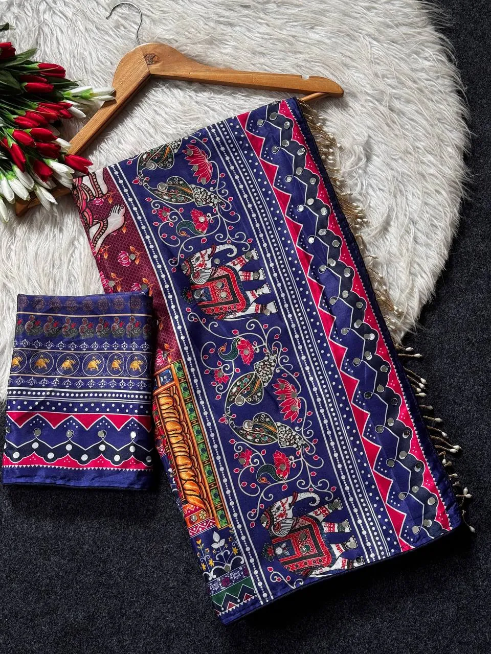 WMS Modal Ultra Silk and Real Mirror work Saree Wholesale Surat