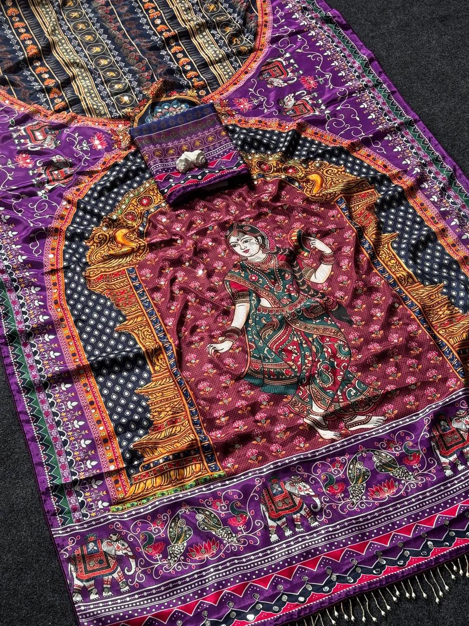WMS Modal Ultra Silk and Real Mirror work Saree Wholesale Surat