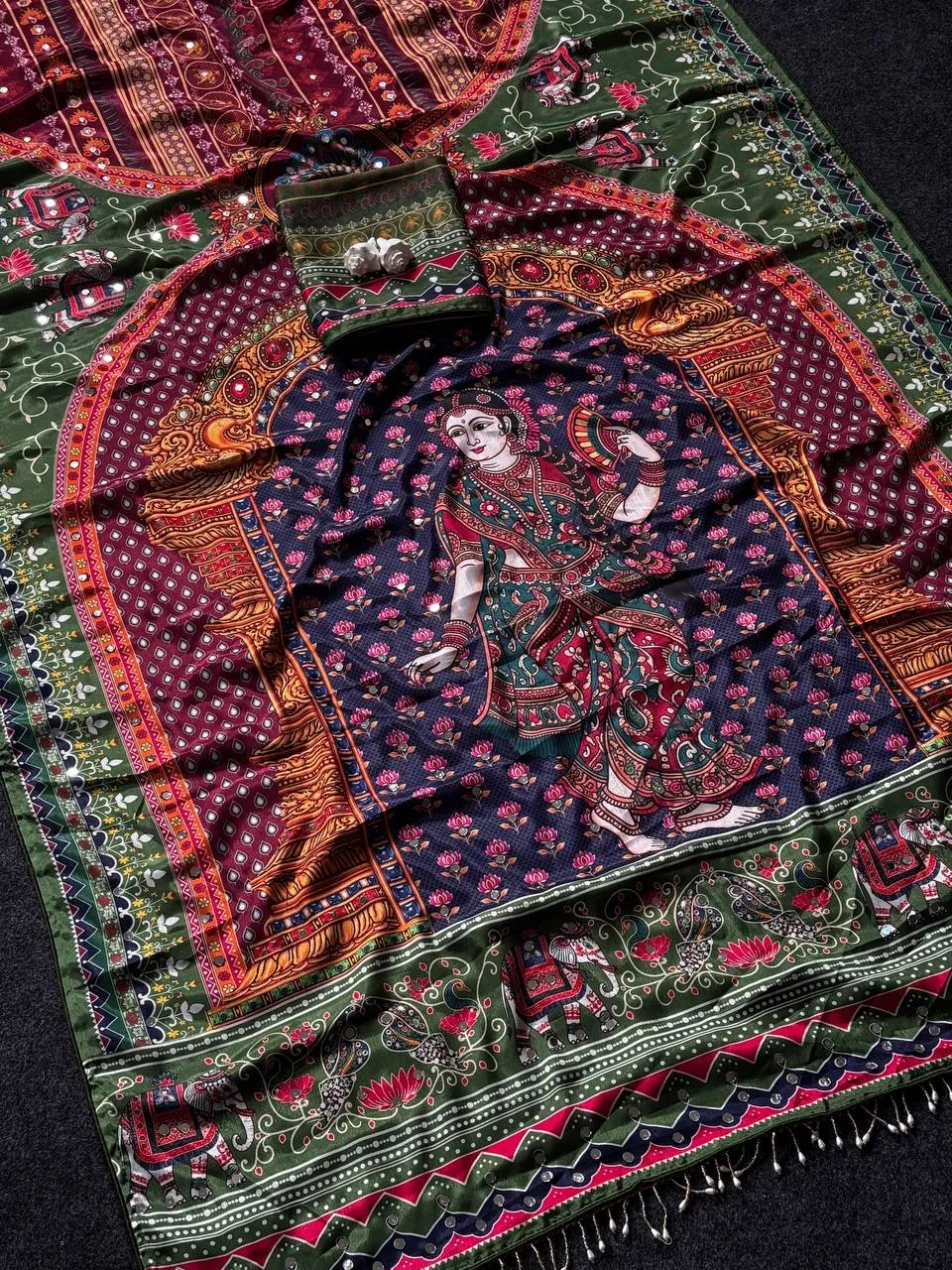 WMS Modal Ultra Silk and Real Mirror work Saree Wholesale Surat