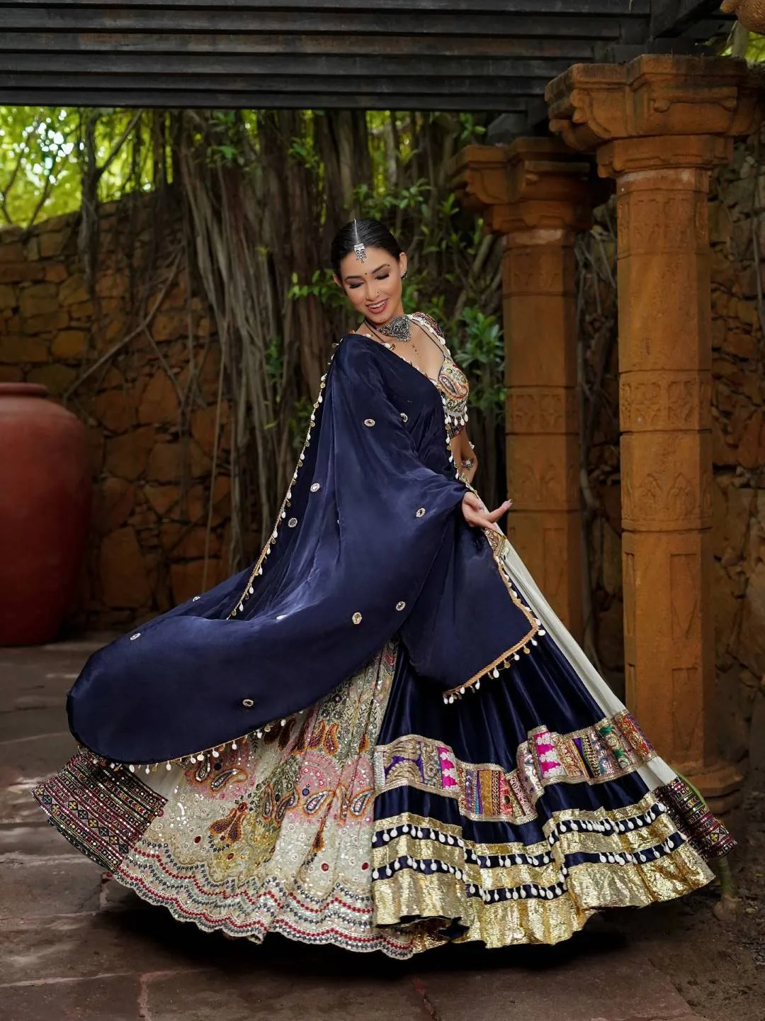 Beautiful C585 206 Heavy Muslin Cotton With Mirror Work Navratri Lehenga Choli Wholesale 2026