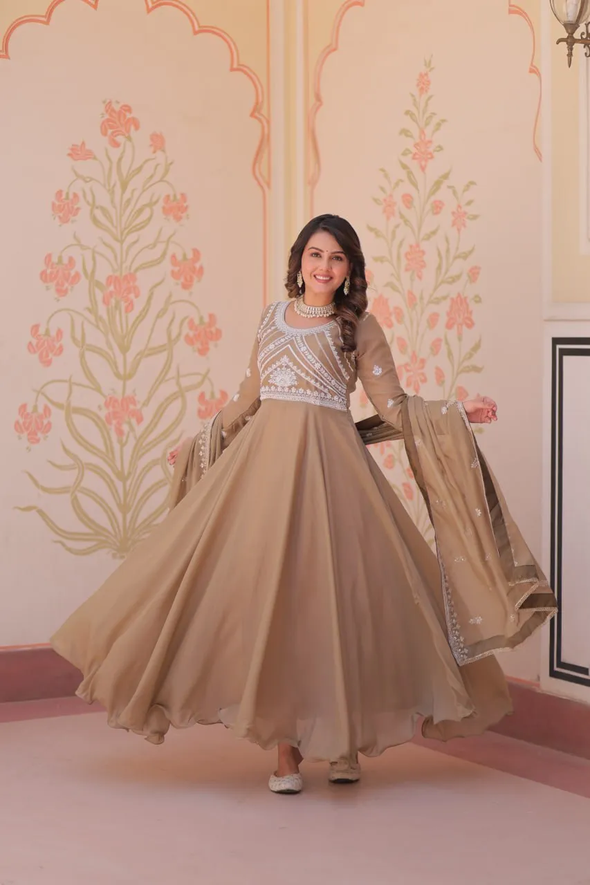 Mohini 9311 Star Georgette With Embroidered work Gown Dupatta Set Wholesale Surat
