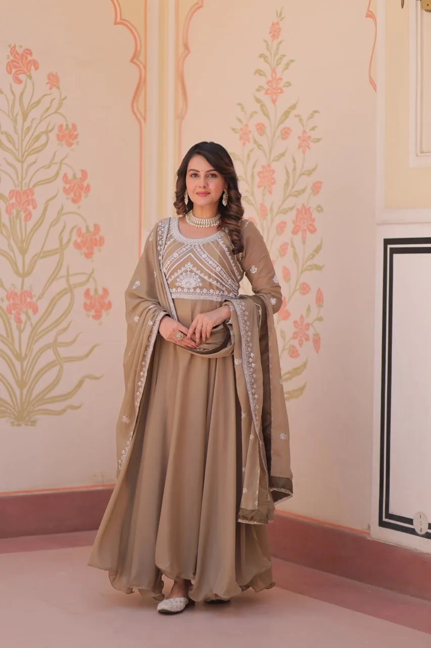 Mohini 9311 Star Georgette With Embroidered work Gown Dupatta Set Wholesale Surat