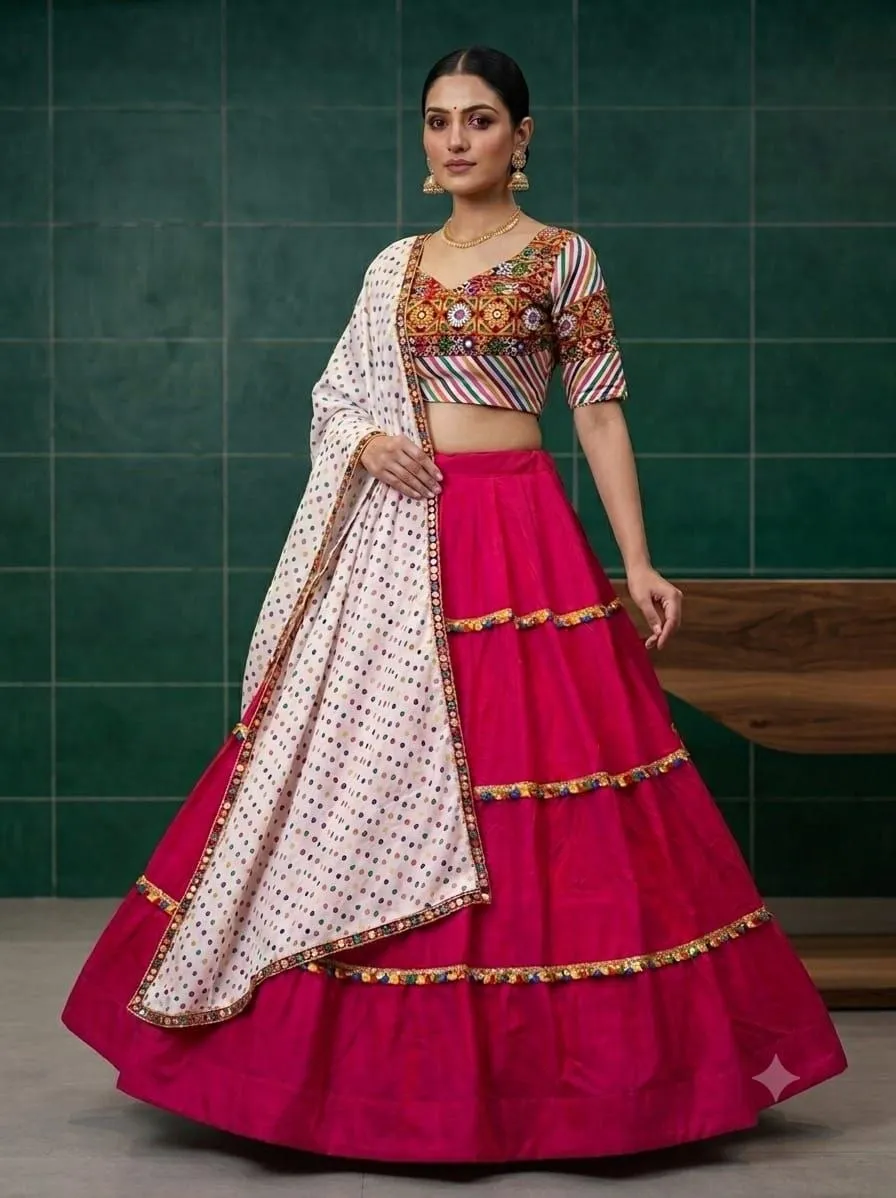 Juhi Gamthi Work With laheriya Navratri Lehenga Choli Wholesale india
