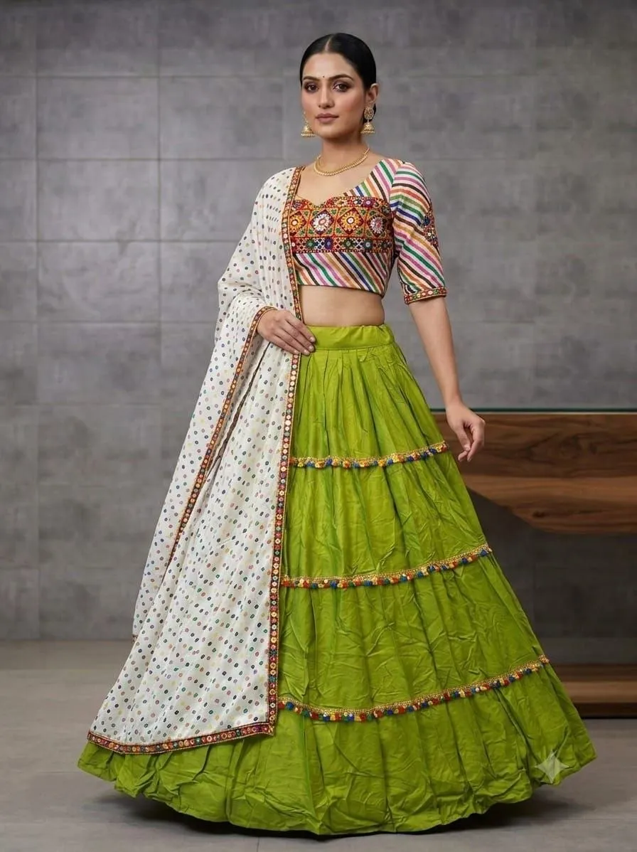 Buy Juhi Gamthi Work With laheriya Navratri Lehenga Choli Wholesale india 2026