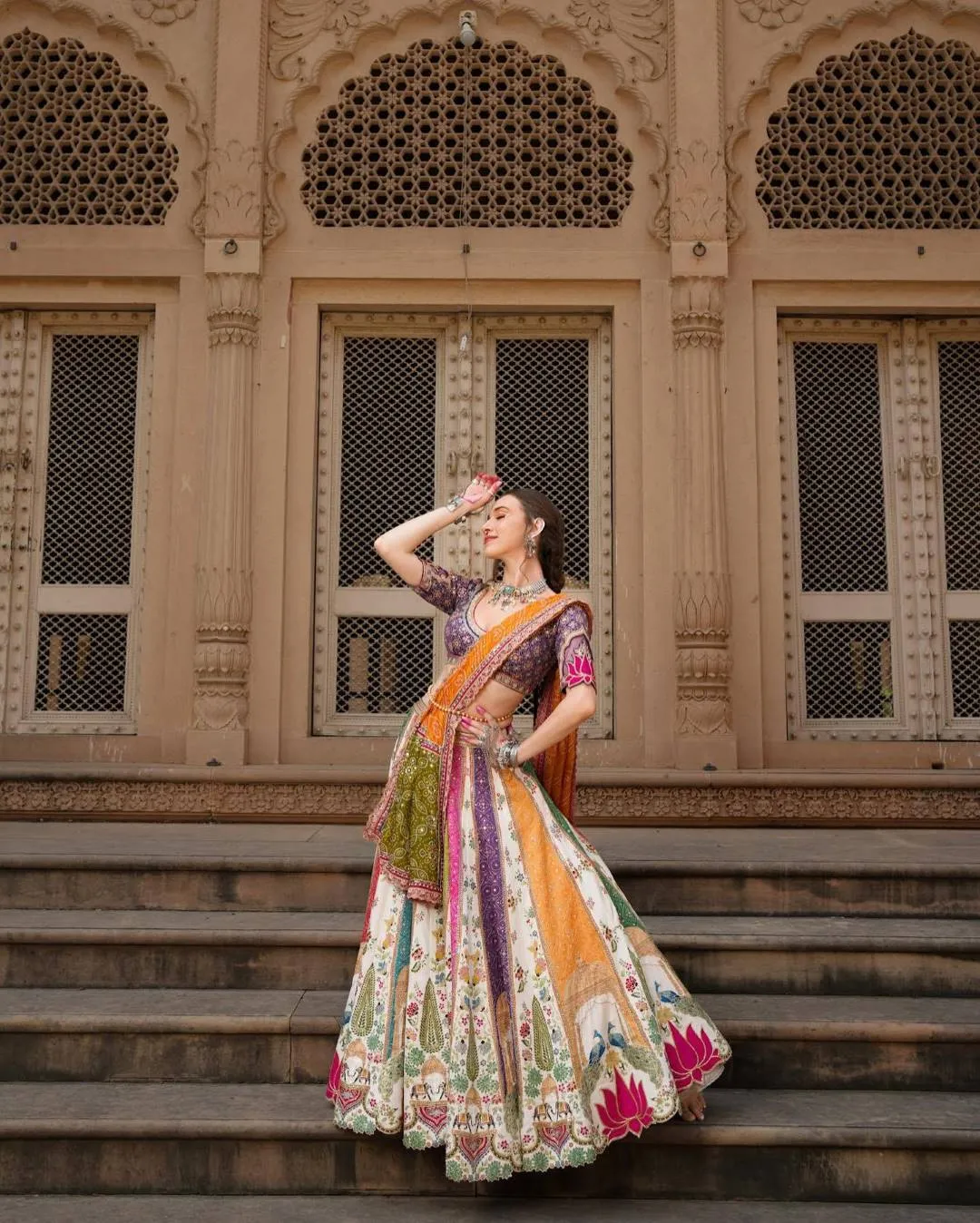 C585 207 Heavy Muslin Cotton Wirh Mirror Work Navratri Lehenga Chaniya Choli Wholesale