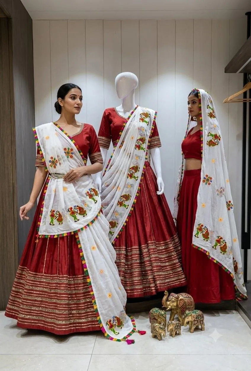 Stylish Juhi Pure Roman Cotton Chaniya Choli with heavy Lace Navratri Lehenga Chaniya Choli Wholesale 2026